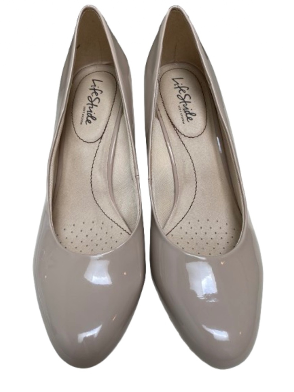 ✨NWOB✨ LifeStride Parigi Taupe Patent Round-Toe Pump Heels